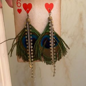 Peacock feather with chain